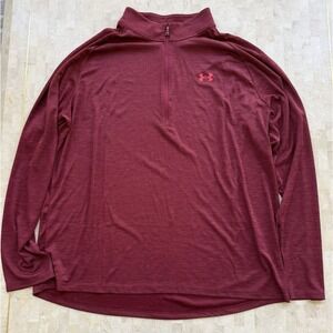 Under Armour Tech Tee Men's 1/4 Zip Pullover Burgandy Loose Fit 3XL EUC